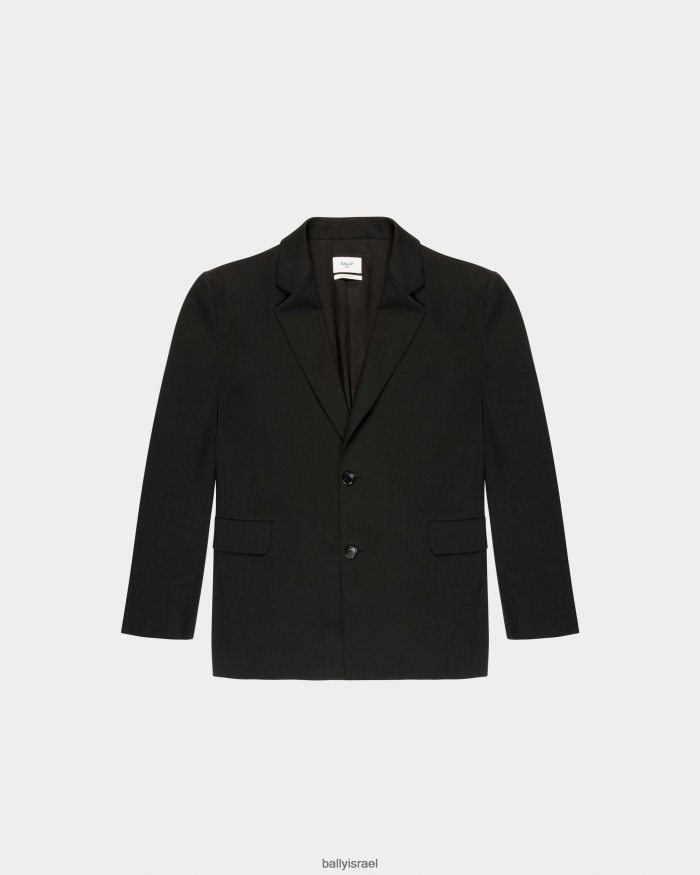 שָׁחוֹר Bally מעיל תערובת צמר גברים הַלבָּשָׁה AS12D965