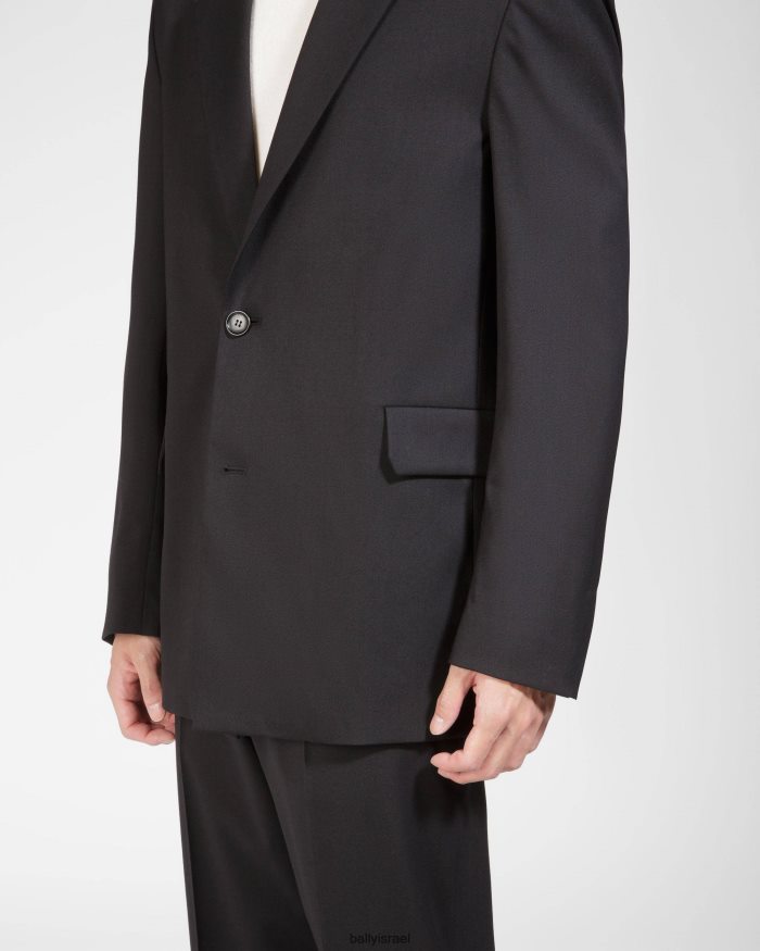 שָׁחוֹר Bally מעיל תערובת צמר גברים הַלבָּשָׁה AS12D965