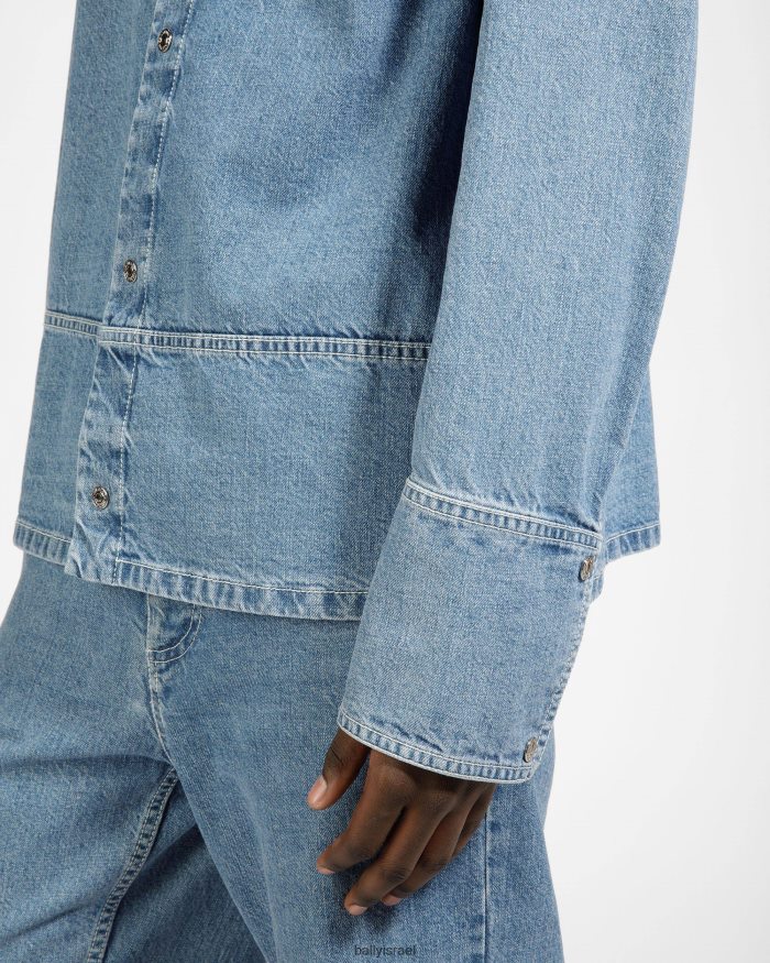 כְּחוֹל Bally חולצת כותנה גברים הַלבָּשָׁה AS12D972