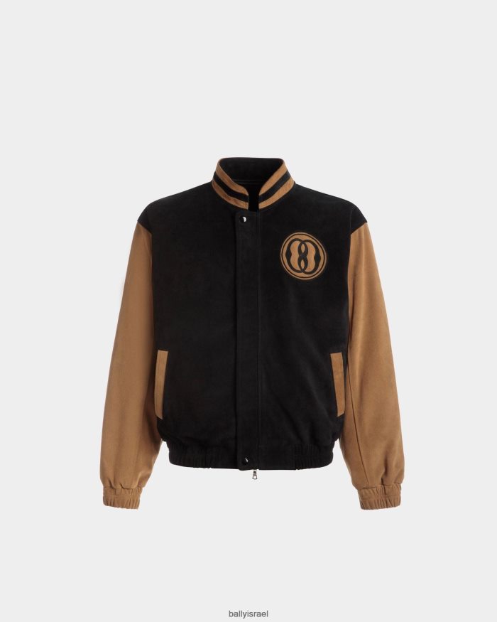 שָׁחוֹר Bally ז'קט Letterman וזמש מדברי גברים הַלבָּשָׁה AS12D1021