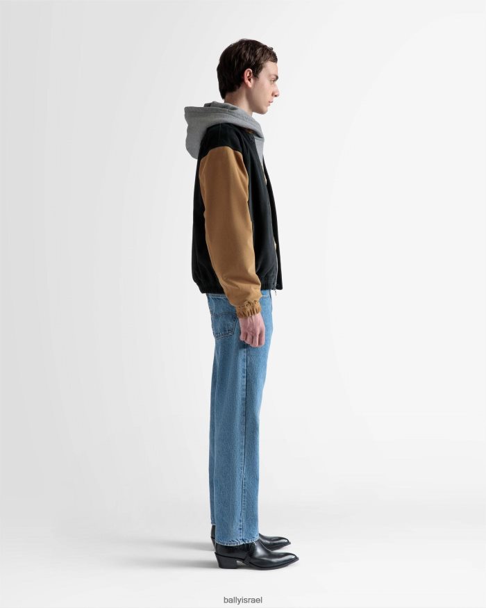 שָׁחוֹר Bally ז'קט Letterman וזמש מדברי גברים הַלבָּשָׁה AS12D1021