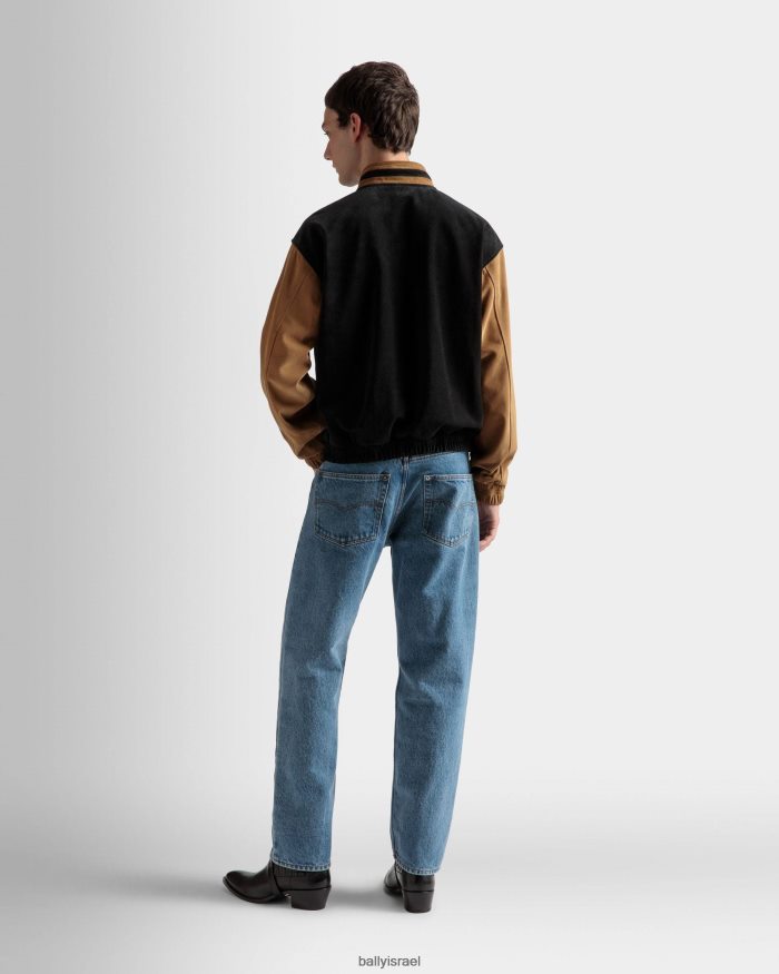 שָׁחוֹר Bally ז'קט Letterman וזמש מדברי גברים הַלבָּשָׁה AS12D1021