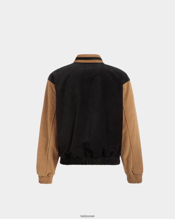 שָׁחוֹר Bally ז'קט Letterman וזמש מדברי גברים הַלבָּשָׁה AS12D1021