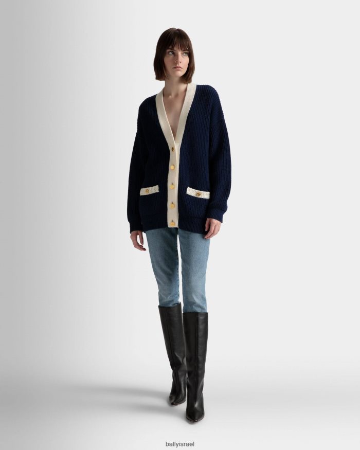 כְּחוֹל Bally קרדיגן צווארון V נשים הַלבָּשָׁה AS12D20