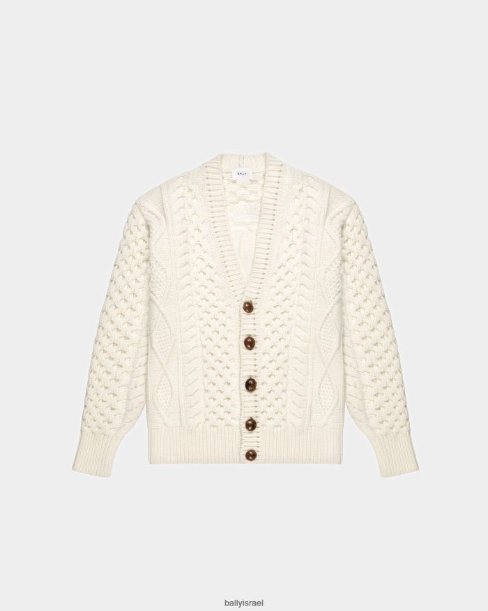 לבן Bally קרדיגן סרוג עם צווארון V גברים הַלבָּשָׁה AS12D785