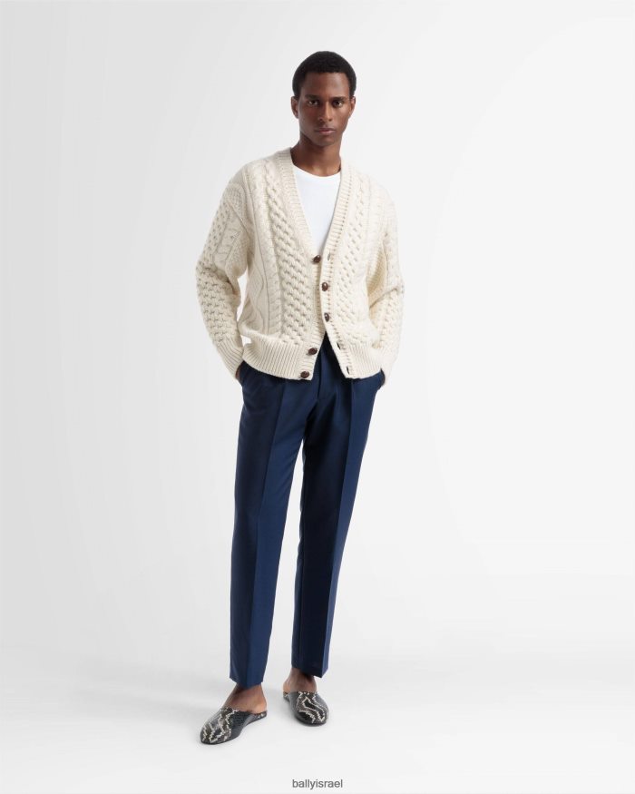 לבן Bally קרדיגן סרוג עם צווארון V גברים הַלבָּשָׁה AS12D785