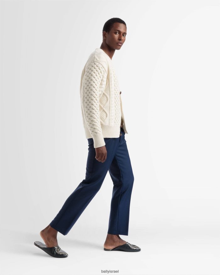 לבן Bally קרדיגן סרוג עם צווארון V גברים הַלבָּשָׁה AS12D785