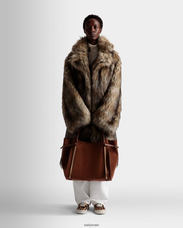 חום Bally chesney תיק תיק גדול במיוחד מעור זמש נשים אביזרים AS12D114