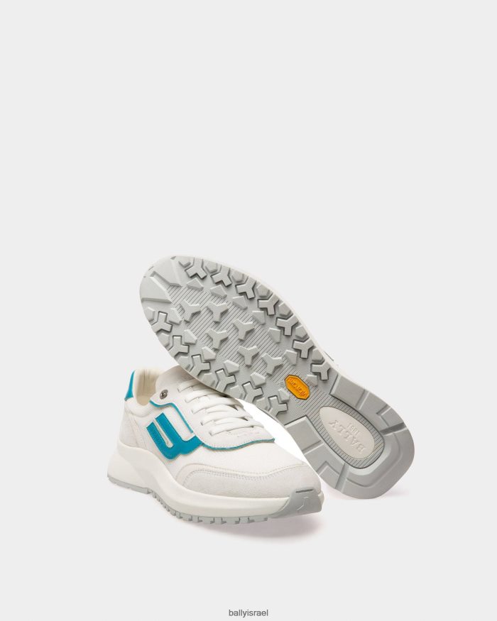 לבן Bally נעלי ספורט מעור ורשת demmy גברים הַנעָלָה AS12D986