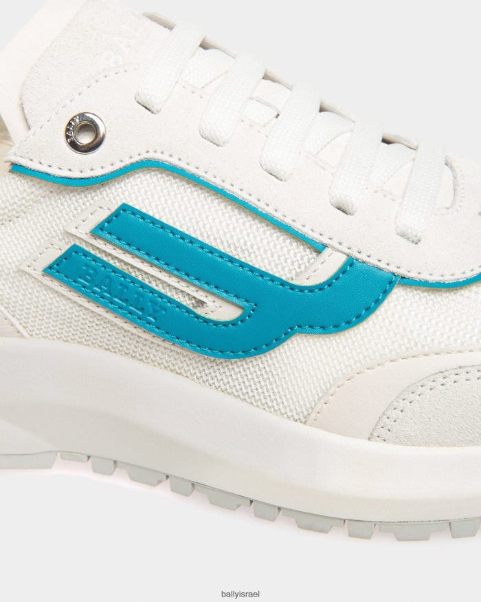 לבן Bally נעלי ספורט מעור ורשת demmy גברים הַנעָלָה AS12D986