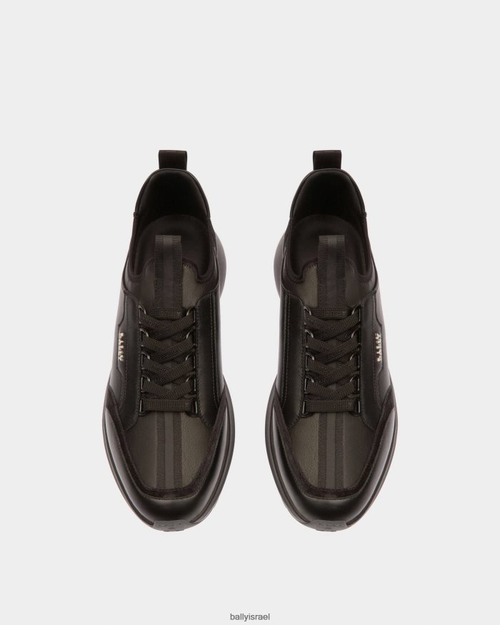 שָׁחוֹר Bally נעלי ספורט מעור deven גברים הַנעָלָה AS12D405