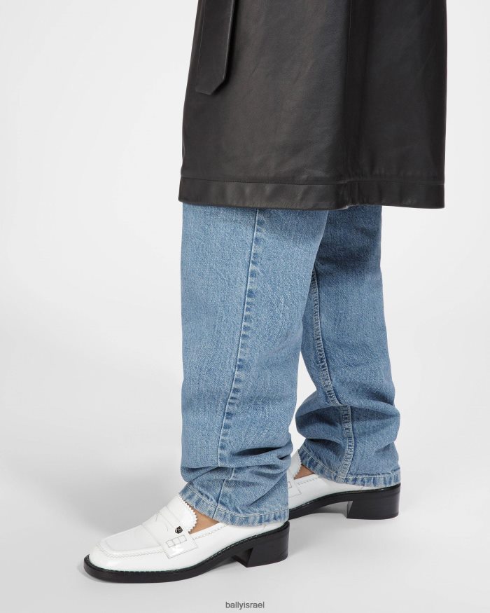 לבן Bally מוקסינים מעור elly נשים הַנעָלָה AS12D650