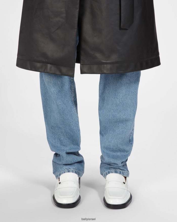 לבן Bally מוקסינים מעור elly נשים הַנעָלָה AS12D650