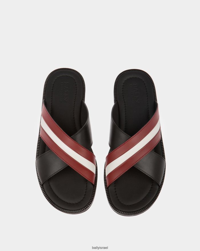 שָׁחוֹר Bally סנדלי עור jaabir גברים הַנעָלָה AS12D941