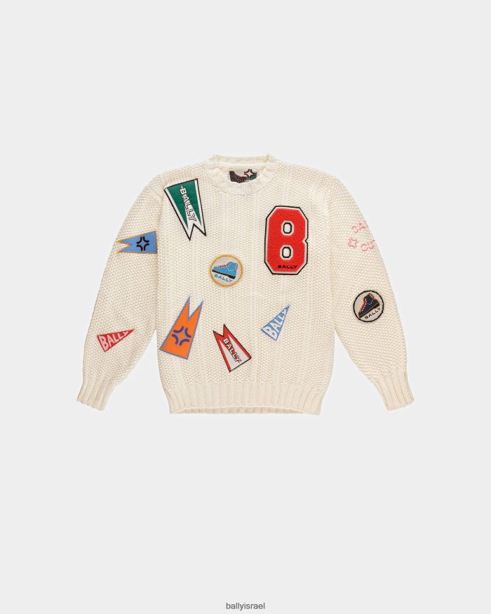 לבן Bally סוודר עם צווארון צווארון peak outlook גברים הַלבָּשָׁה AS12D998