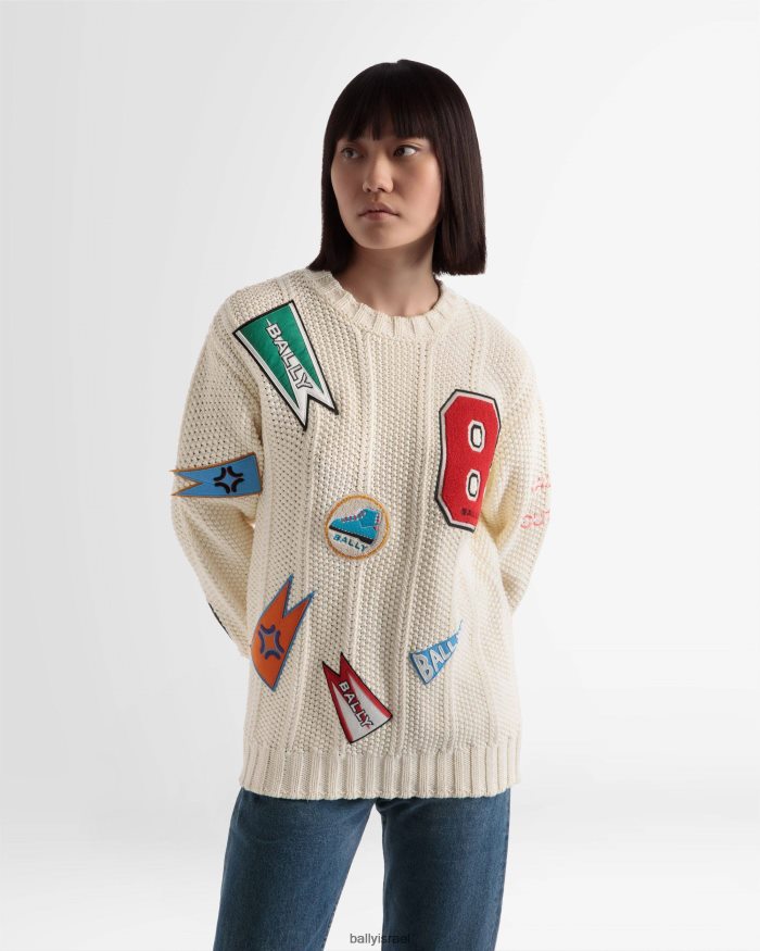 לבן Bally סוודר עם צווארון צווארון peak outlook גברים הַלבָּשָׁה AS12D998