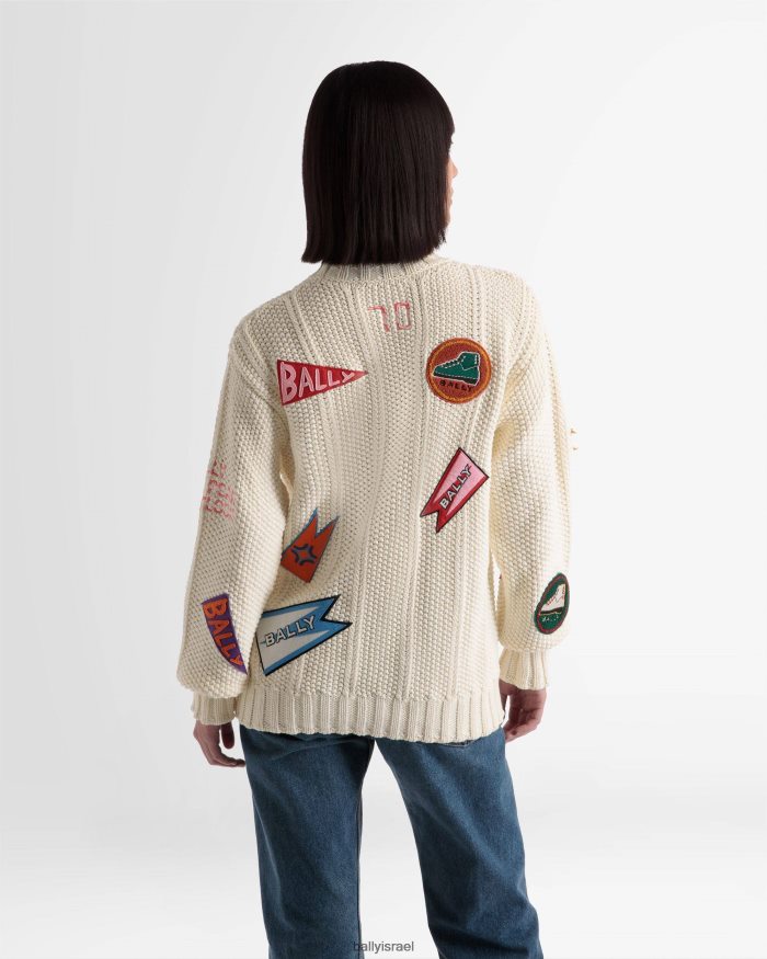 לבן Bally סוודר עם צווארון צווארון peak outlook גברים הַלבָּשָׁה AS12D998