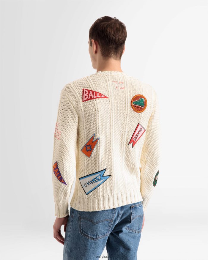 לבן Bally סוודר עם צווארון צווארון peak outlook גברים הַלבָּשָׁה AS12D998