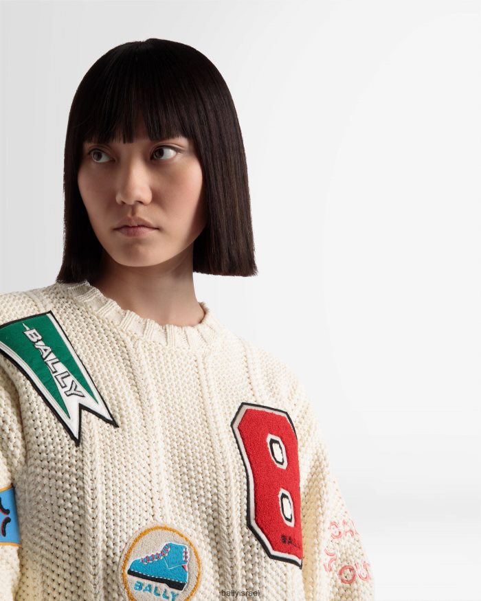 לבן Bally סוודר עם צווארון צווארון peak outlook גברים הַלבָּשָׁה AS12D998