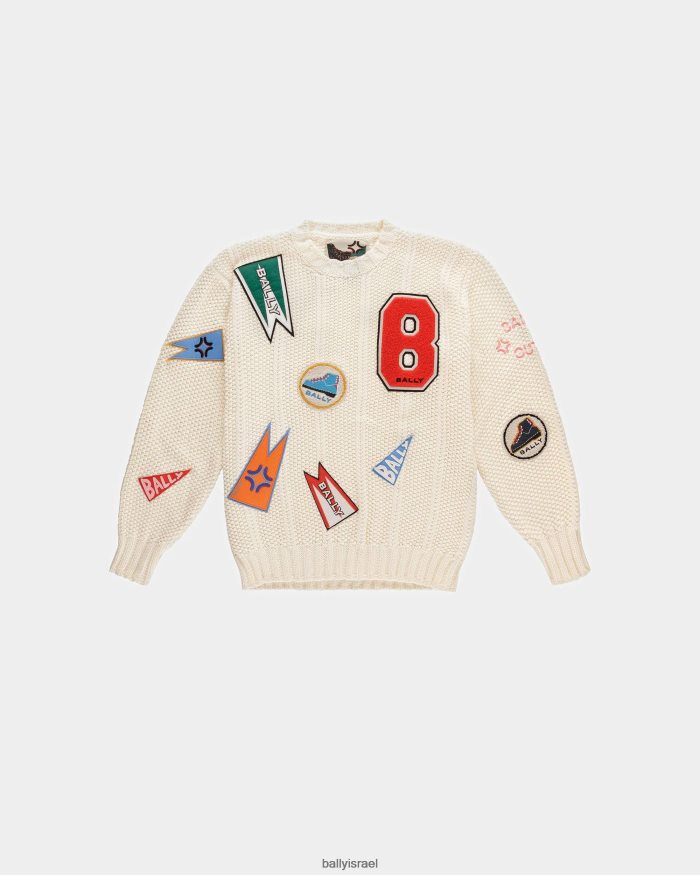 לבן Bally סוודר עם צווארון צווארון peak outlook גברים הַלבָּשָׁה AS12D999