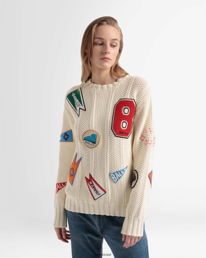 לבן Bally סוודר עם צווארון צווארון peak outlook גברים הַלבָּשָׁה AS12D999