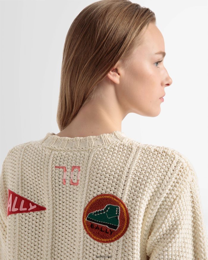 לבן Bally סוודר עם צווארון צווארון peak outlook גברים הַלבָּשָׁה AS12D999