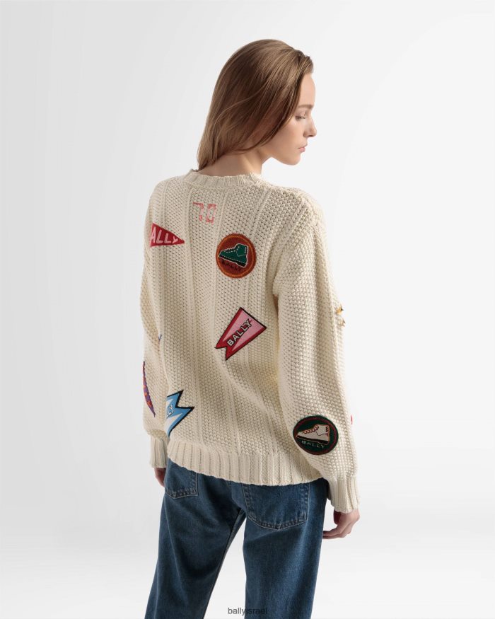 לבן Bally סוודר עם צווארון צווארון peak outlook גברים הַלבָּשָׁה AS12D999