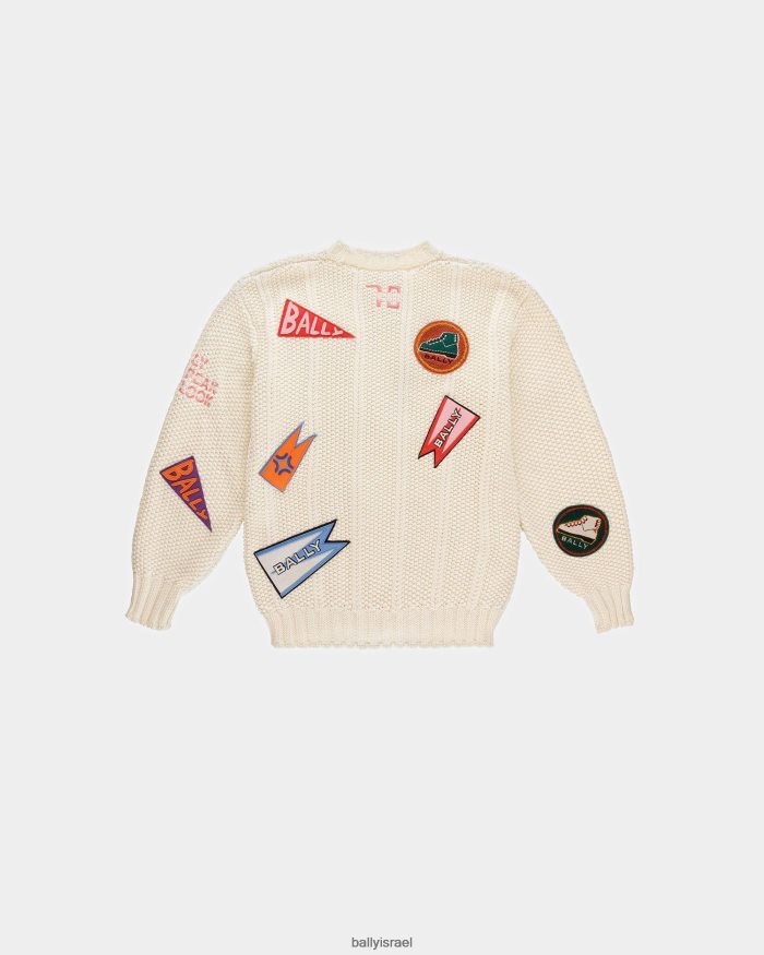 לבן Bally סוודר עם צווארון צווארון peak outlook גברים הַלבָּשָׁה AS12D999