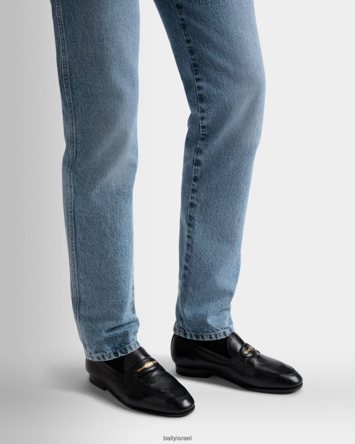 שָׁחוֹר Bally pesek loafers עור גברים הַנעָלָה AS12D460